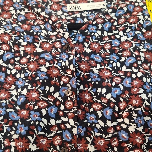 Zara Multicolor Floral Long Sleeve Maxi Dress Size Large - Picture 4 of 10